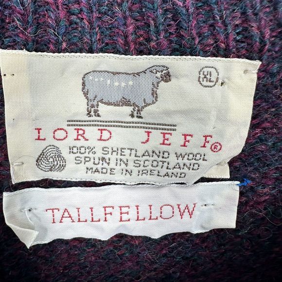 Vintage Lord Jeff Sweater Mens XL Plaid Shetland Wool Made in Ireland Tallfellow - Picture 11 of 13
